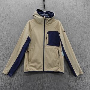 BE BOUNDLESS Men­s Beige Navy Colorblock Hooded Full Zip‎ Jacket Small NEW